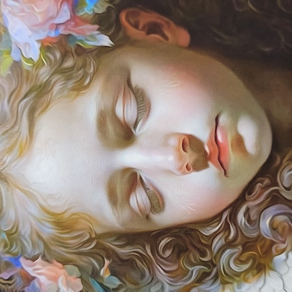 4x6 Guardian Angel Resting Watercolor Art Oil Painting - Picture 4 of 5